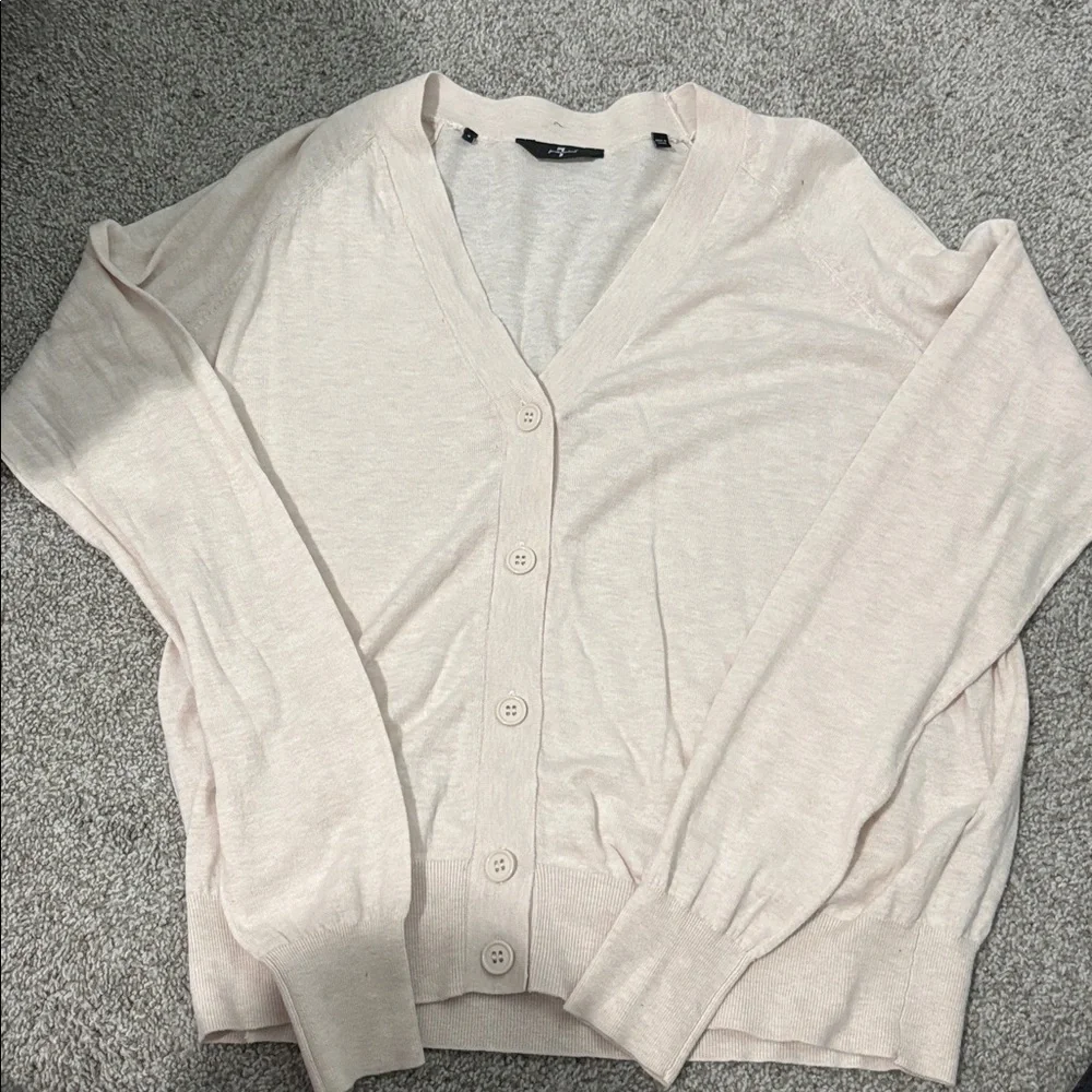 7‎ FOR ALL MANKIND CLASSIC V-NECK LINEN-BLEND CARDIGAN